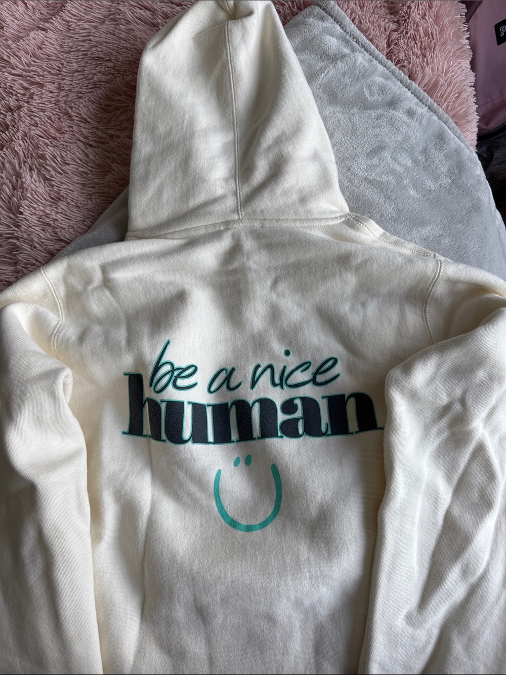 Be a Nice Human Cream Graphic Hoodie